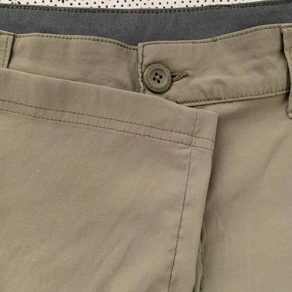 Eddie Bauer Outdoor Men's Hiking Pants 40x30 Olive Green Zip Cargo Pockets